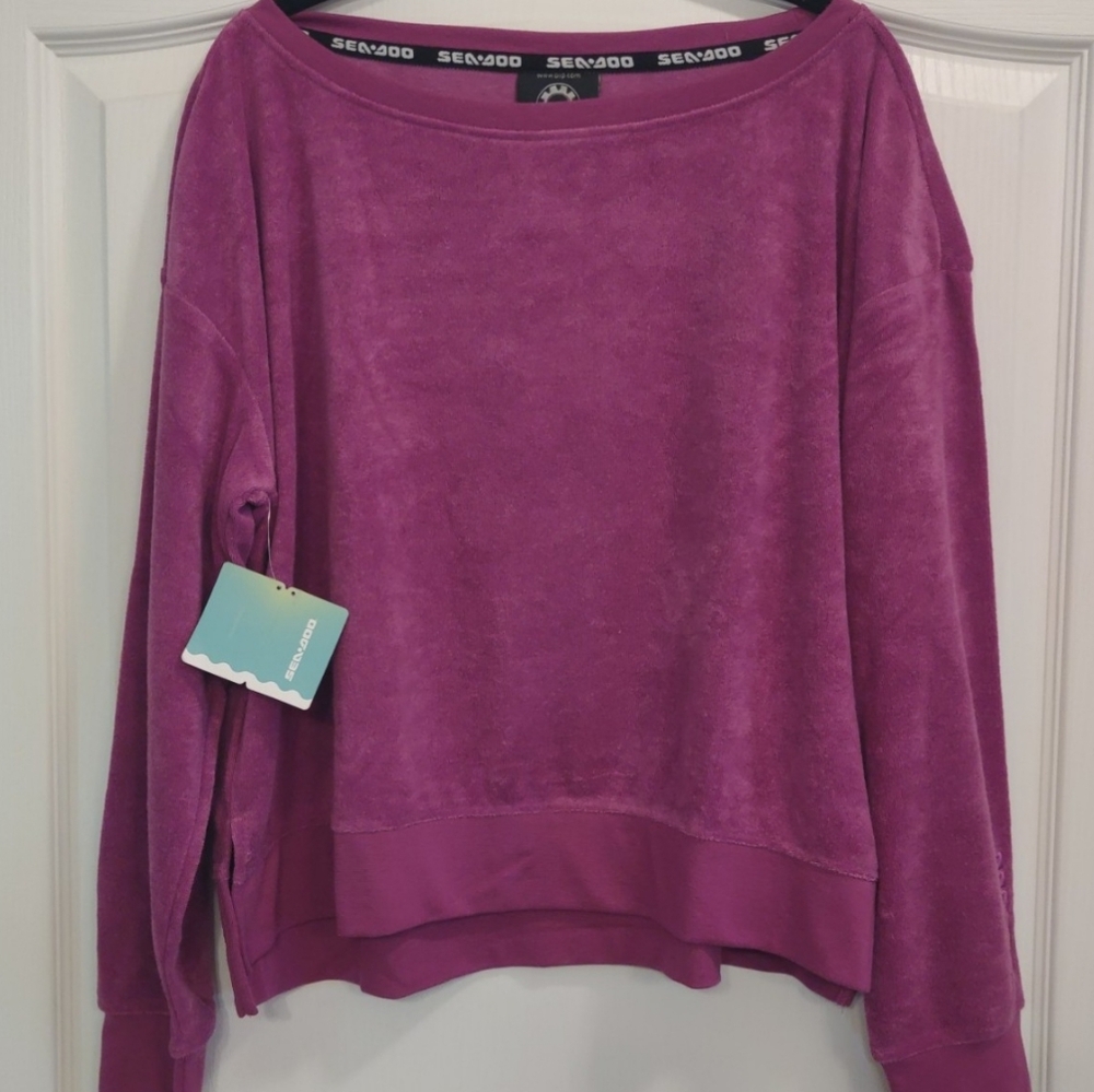 Nwt Women's Sea-Doo Terry Crew Violet Sz L